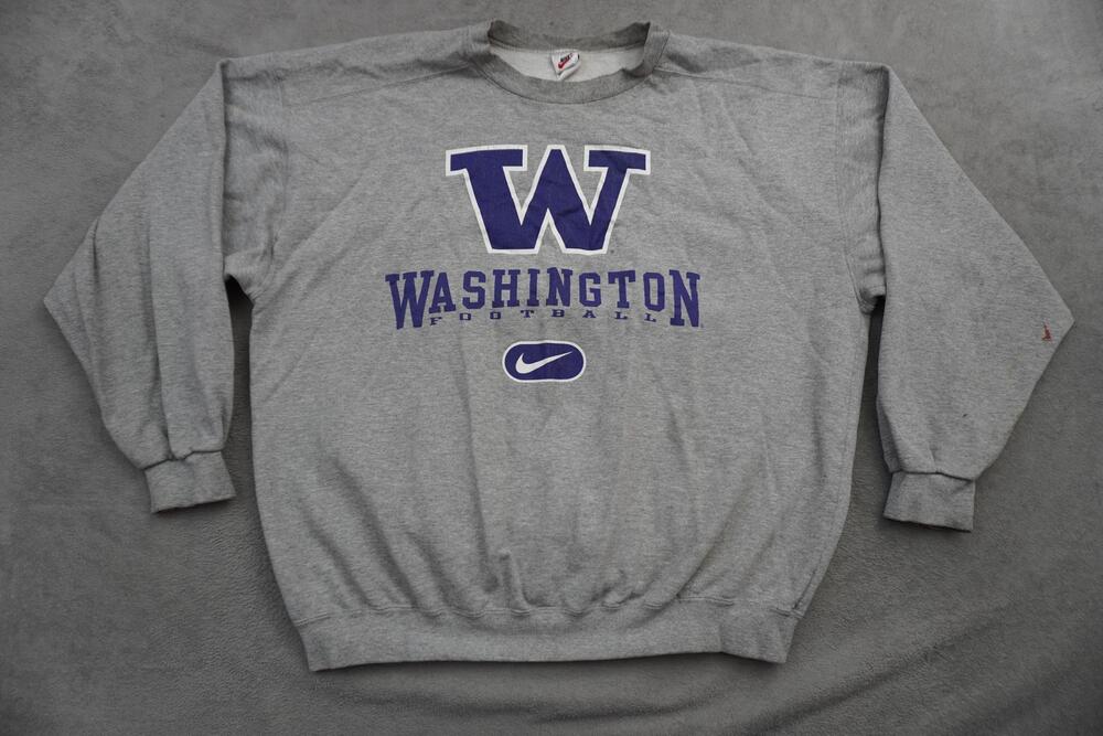 Vintage Nike Washington Huskies Sweatshirt Mens Large Gray NCAA Football 90s USA